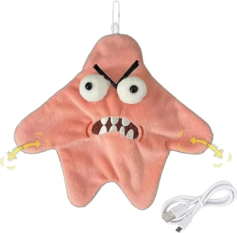 1-20PCS Angry Starfish Pendant Dancing Bag Charm USB Rechargeable Dancing Fun Toy Keychain Car Key Pendant Strange Plush Toys